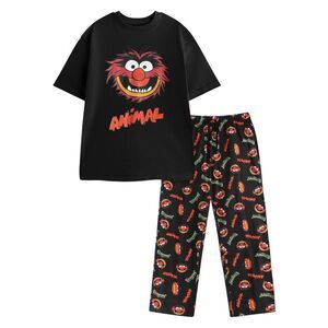 The Muppets Mens Animal Short-Sleeved Long Pyjama Set / Black